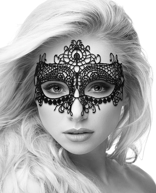 Shots Ouch Black & White Lace Eye Mask - Queen Black - LUST Depot