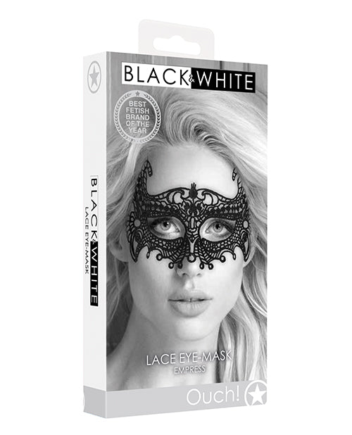 Shots Ouch Black & White Lace Eye Mask - Empress Black - LUST Depot