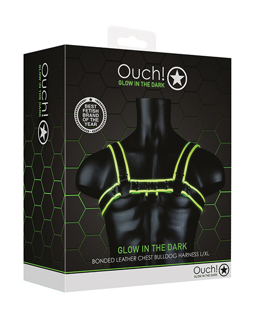 Shots Ouch Chest Bulldog Harness - Glow In The Dark L-xl - LUST Depot