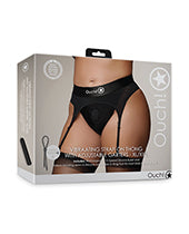 Shots Ouch Vibrating Strap On Thong W/adjustable Garters - Black Xl/xxl - LUST Depot