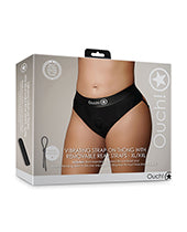 Shots Ouch Vibrating Strap On Thong W/removable Rear Straps - Black Xl/xxl - LUST Depot