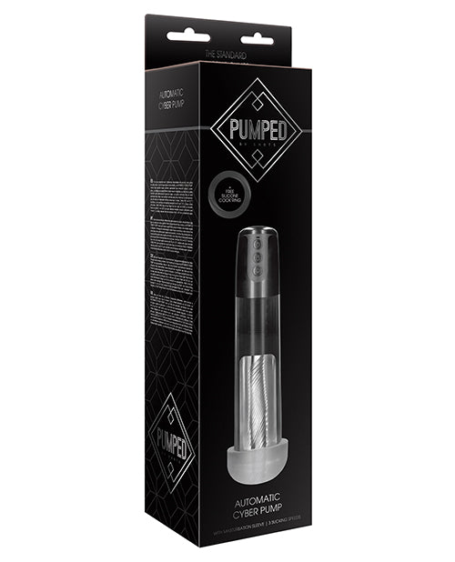 Shots Pumped Automatic Cyber Pump Masturbation Sleeve W-free Silicone Cock Ring - Clear - LUST Depot