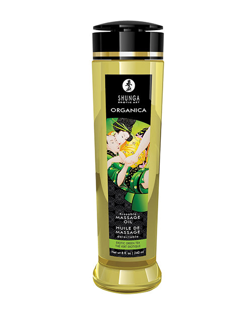 Shunga Organic Kissable Massage Oil - 8.5 Oz Exotic Green Tea - LUST Depot