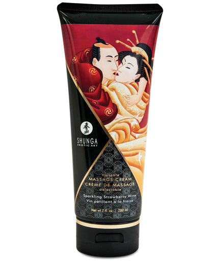 Shunga Kissable Massage Cream - 7 Oz Sparkling Strawberry Wine - LUST Depot