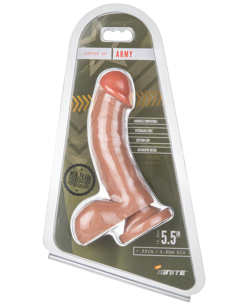 Major Dick Curved W-balls & Suction Cup Army - Caramel - LUST Depot