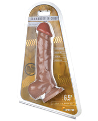Major Dick Straight W-balls & Suction Cup Commander In Chief - Caramel - LUST Depot