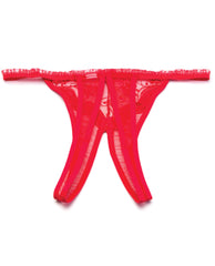 Scalloped Embroidery Crotchless Panty Red O-s - LUST Depot