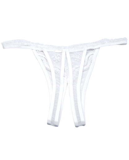 Scalloped Embroidery Crotchless Panty White O-s - LUST Depot