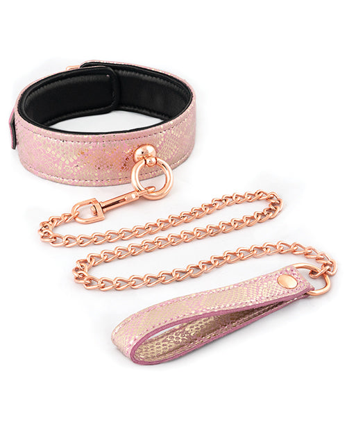 Spartacus Micro Fiber Collar & Leash W-leather Lining - Pink - LUST Depot