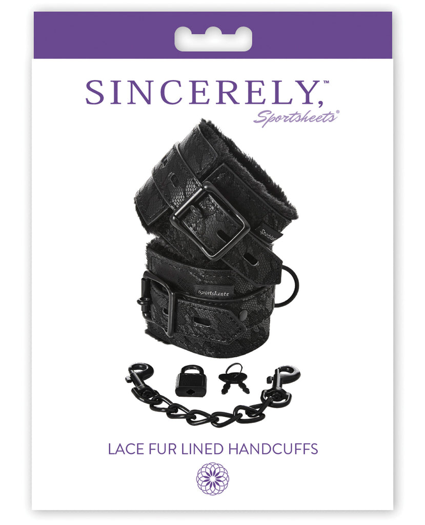 Sincerely Lace Fur Lined Handcuffs - LUST Depot