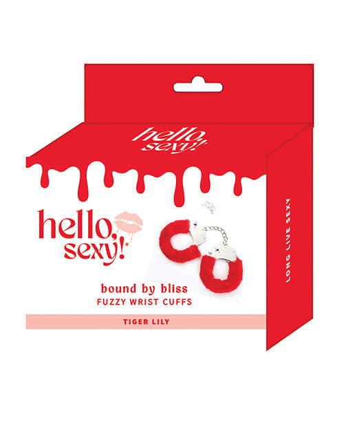 Hello Sexy! Bound By Bliss Fuzzy Wrist Cuffs - Tiger Lily - LUST Depot