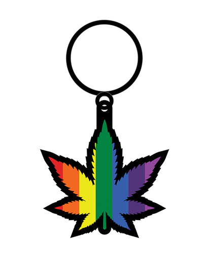 Wood Rocket Rainbow Leaf Keychain - Rainbow - LUST Depot