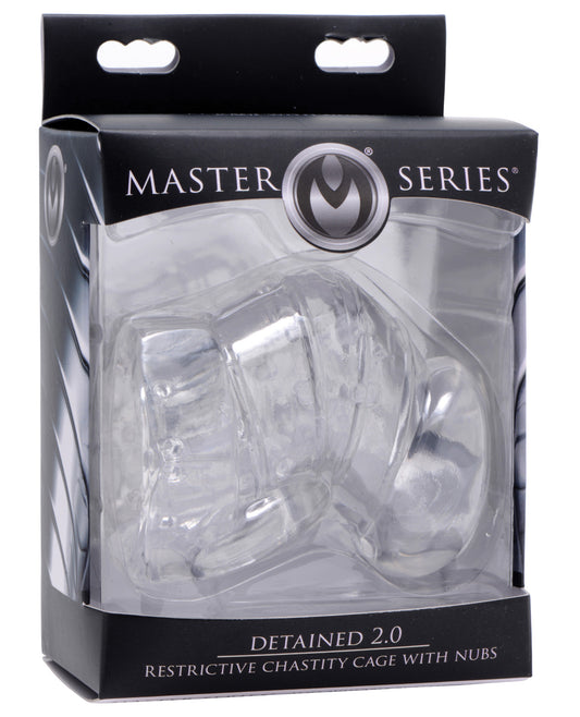 Master Series Detained 2.0 Restrictive Chastity Cage W-nubs - Clear - LUST Depot