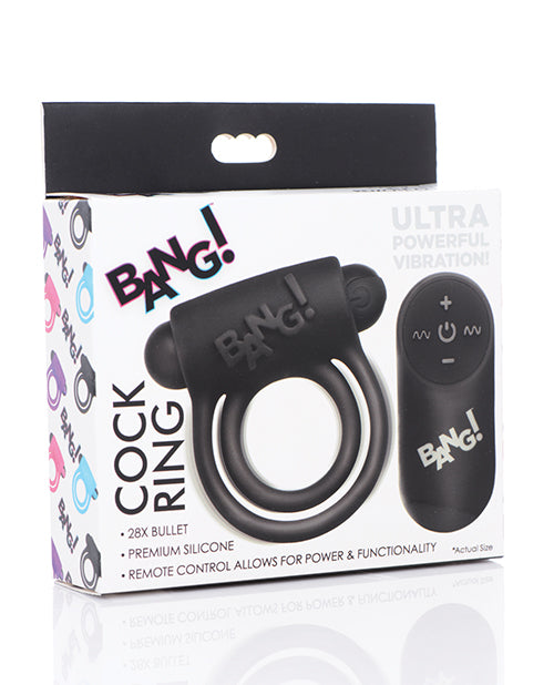 Bang! Vibrating Cock Ring & Bullet W-remote Control - Black - LUST Depot