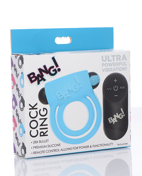 Bang! Vibrating Cock Ring & Bullet W-remote Control - Blue - LUST Depot