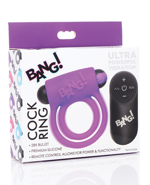 Bang! Vibrating Cock Ring & Bullet W-remote Control - Purple - LUST Depot