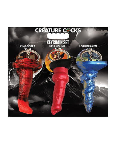Creature Cocks Hell-Hound, Lord Kraken, & King Cobra Silicone Key Chain Set - Pack of 3 Multi Color