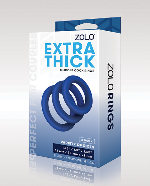 Zolo Extra Thick Silicone Cock Rings - Blue Pack Of 3 - LUST Depot